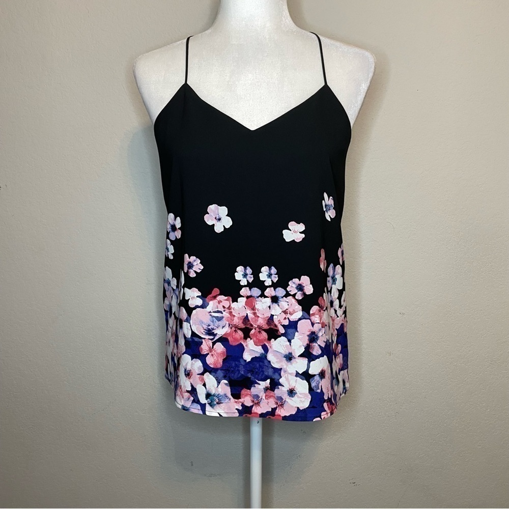 Express Black Floral Halter Top Size XS